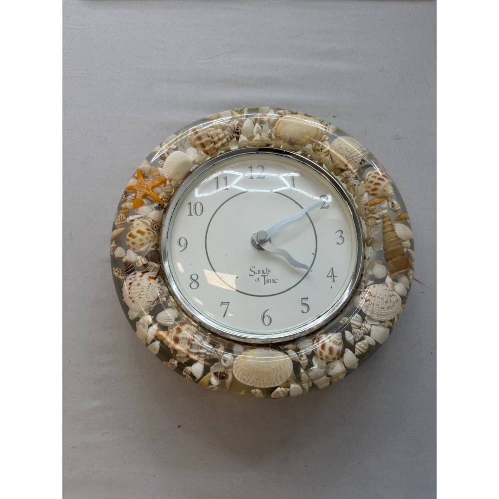 Sands of Time Seashell Resin Wall Clock Nautical Beach Decor Untested For Parts